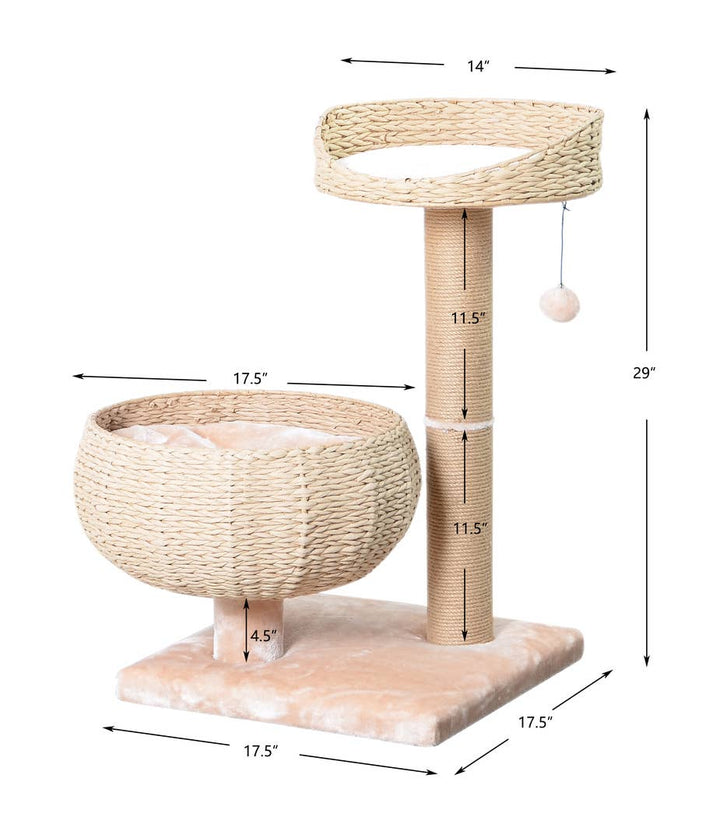 PetPals Cozy V2 Natural Aestheti Handwoven Cat Tree | Kanu Pet