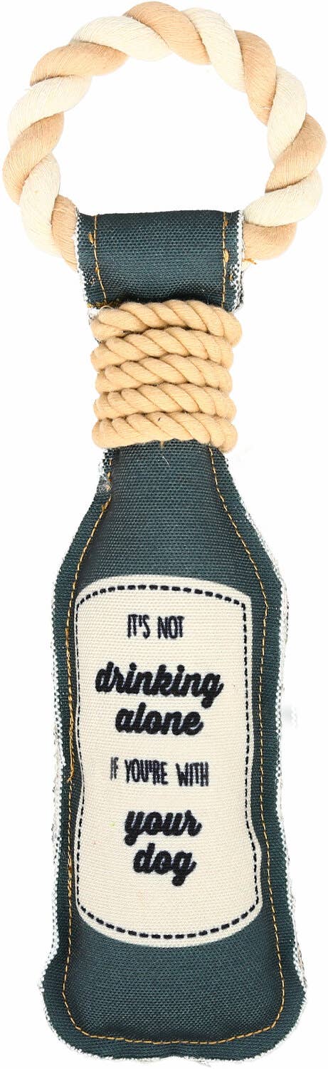 Pavilion Drinking Alone - 13" Canvas Dog Toy on Rope