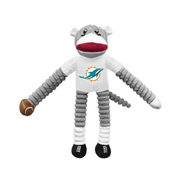 Little Earth NFL Miami Dolphins Team Sock Monkey Dog Toy | Kanu Pet