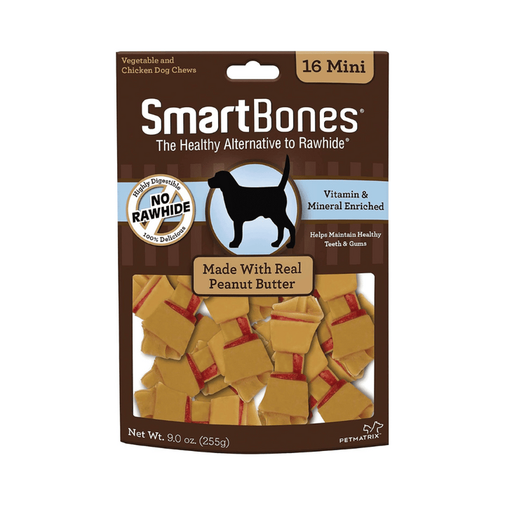 SmartBones Rawhide-Free Peanut Butter Classic Mini Bone Dog Chews | Kanu Pet