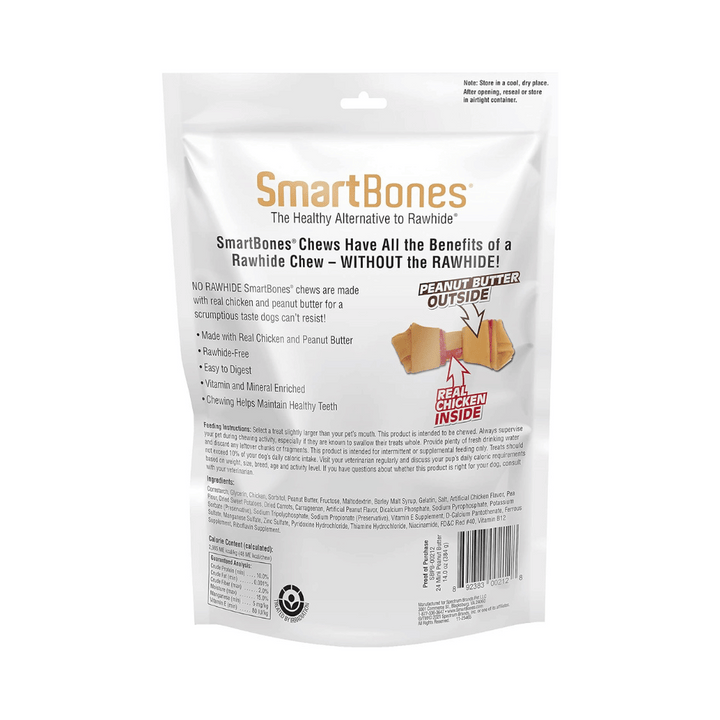 SmartBones Rawhide-Free Peanut Butter Classic Mini Bone Dog Chews | Kanu Pet