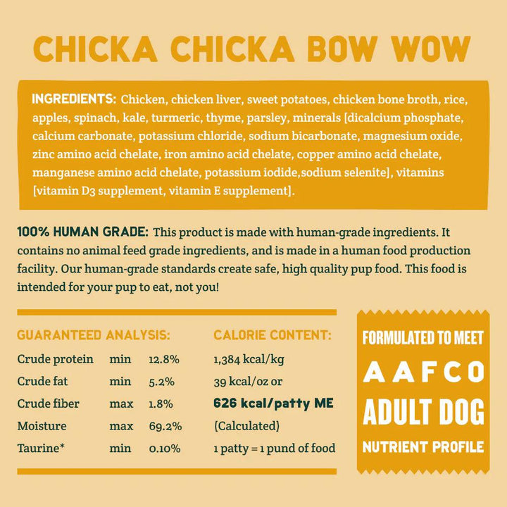 A Pup Above Chicka Bow Wow Human Grade Frozen Dog Food
