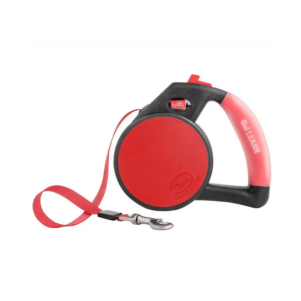 Wigzi Gel Handle Reflective Tape Retractable Red Dog Leash