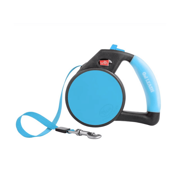 Wigzi Gel Handle Reflective Tape Retractable Blue Dog Leash 