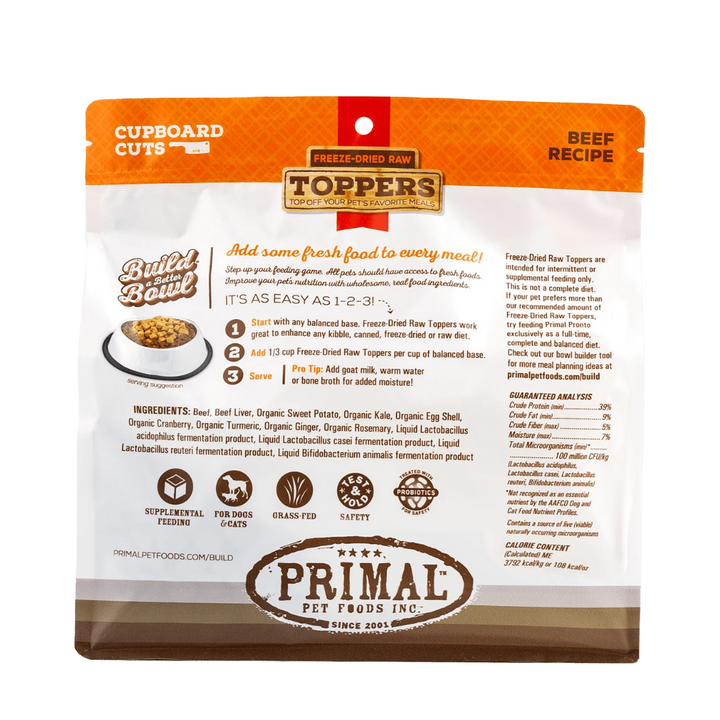 Primal Freeze Dried Raw Toppers Beef Flavor for Dogs | Kanu Pet