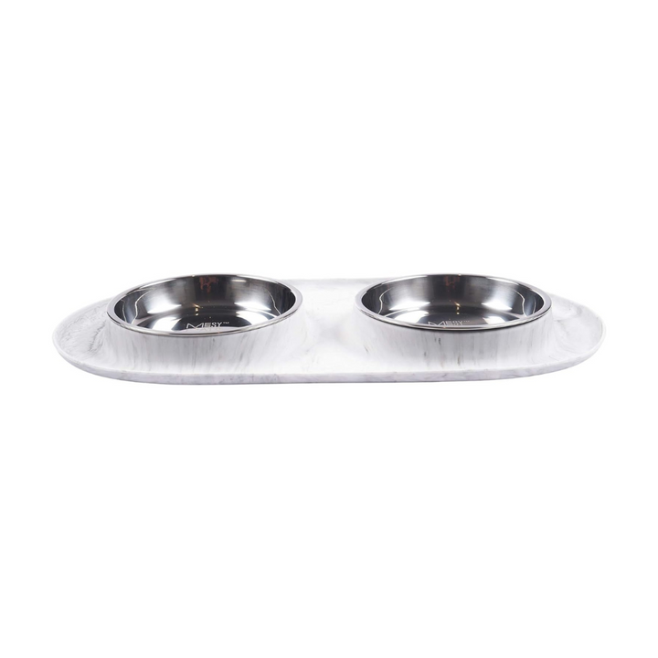 Messy Cats Double Diner Silicone with SS Marble Cat Bowl | Kanu Pet