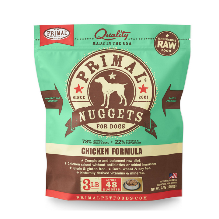 Primal Frozen Raw Chicken Formula Dog Nuggets 3 Lbs | Kanu Pet