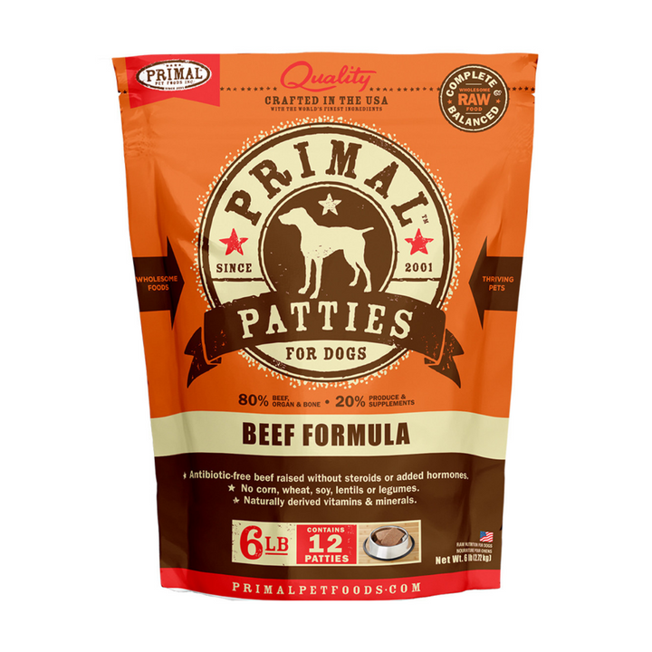 Primal Frozen Raw  Patties Beef Formula 6 Lbs Dog | Kanu Pet