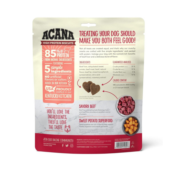 Acana High Protein Beef Recipe Biscuits Dogs Treats | Kanu Pet