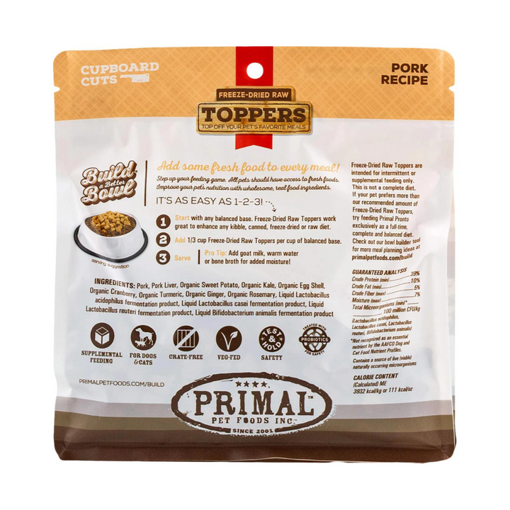 Primal Freeze Dried Raw Toppers Pork Flavor for Dogs | Kanu Pet