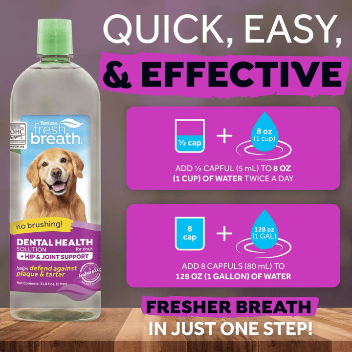 Tropiclean Fresh Breath Dental Care With Hip And Joint Water Additive | Kanu Pet