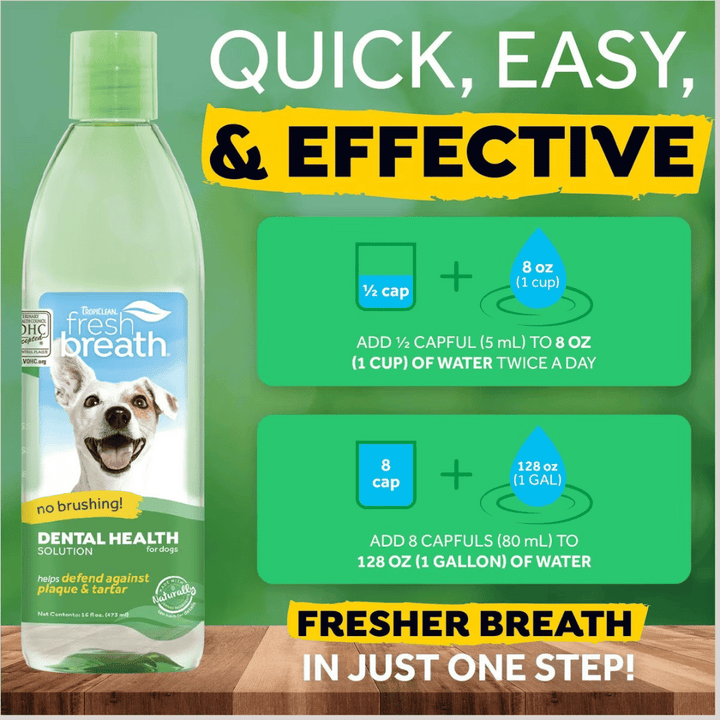 TropiClean Fresh Breath Oral Care Dog Dental Water Additive | Kanu Pet