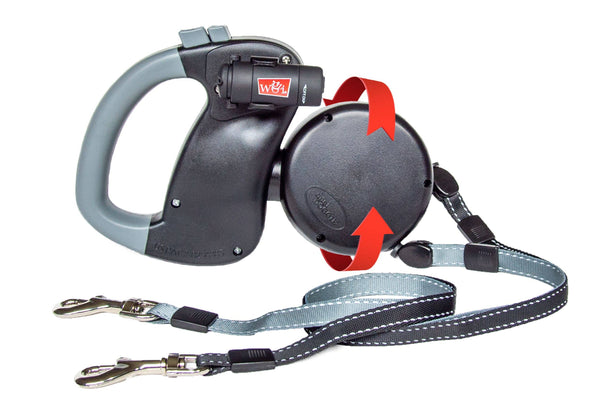 Wigzy Dog Dual Doggie Retractable Leash with Light