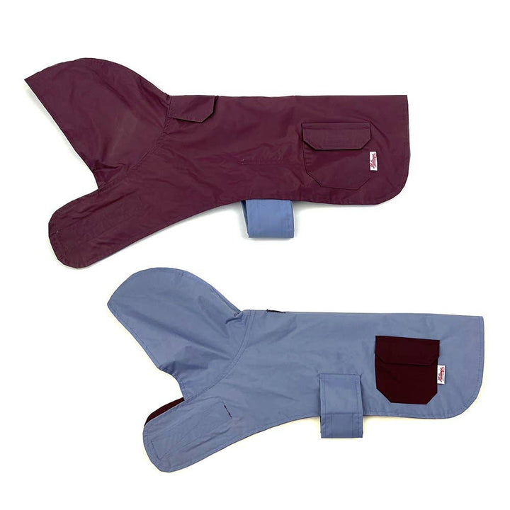 Milltown Cabernet/Blue Dog Reversible Rain Coat | Kanu Pet