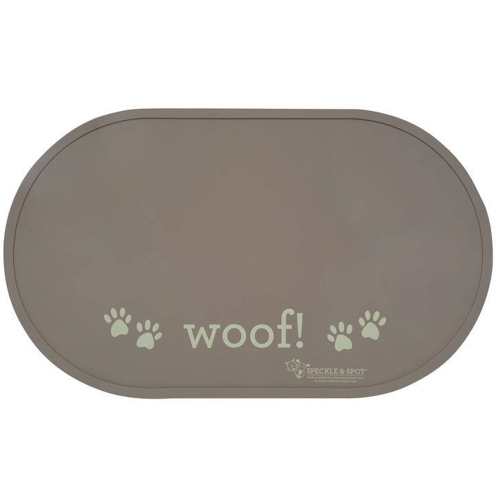 Oval Silicone Dog Placemat Large Grey Woof