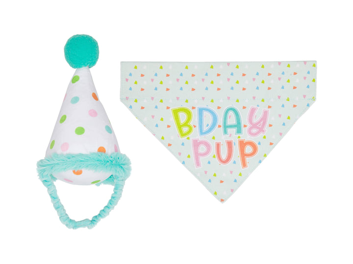 Birthday Dog Pup S/M Bandana Hat Set