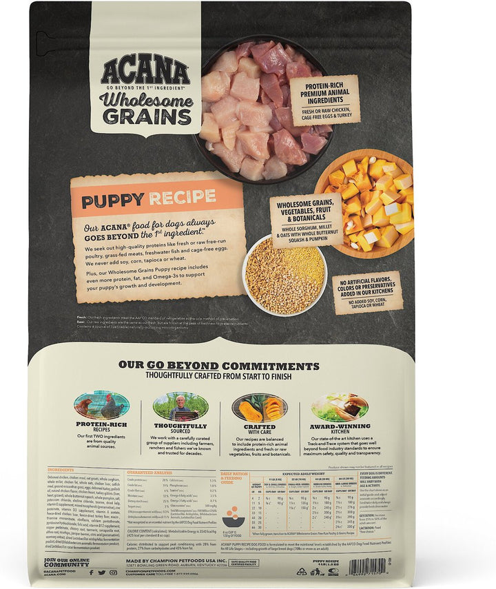 Acana Wholesome Grains Puppy Recipe Dry Dog Food 4 Lbs