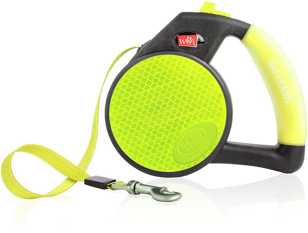 Wigzy Gel Handle Reflective Tape Retractable Yellow Dog Leash | Kanu Pet